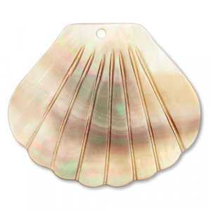 Schelp hanger scallop White (natuurlijke kleur schelp)-brown