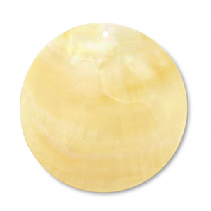 Schelp hanger round White (natuurlijke kleur schelp)-ochre yellow