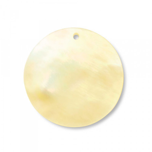 Schelp hanger round White (natuurlijke kleur schelp)-ochre yellow
