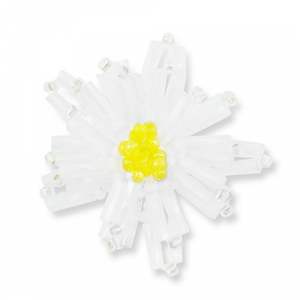 Hanger van glaskralen flower Transparent white-transparent yellow-white