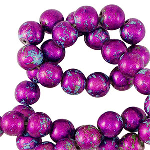 Keramiek kraal 6mm Metallic purple-blue
