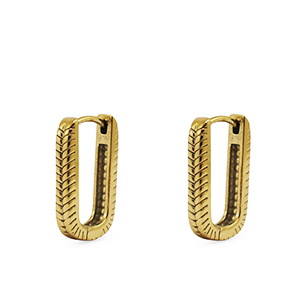 Roestvrij stalen (RVS) Stainless steel oorbellen / oorstekers oval Gold