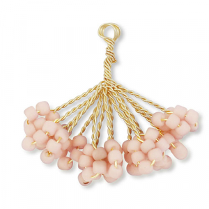 Hanger van glaskralen flower Gold-vintage pink