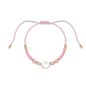 Musthave armbanden mixed beads Pink-white-gold