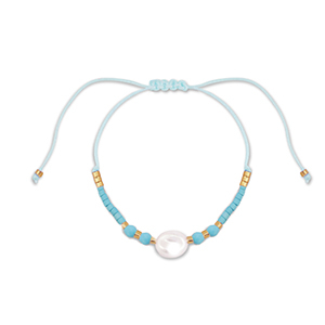 Musthave armbanden mixed beads Light blue-white-gold