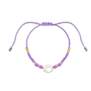 Musthave enkelbandjes mixed beads Purple-white-gold