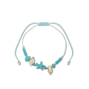 Musthave enkelbandjes mixed beads Turquoise-gold