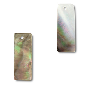 Schelp hanger rectangle White (natuurlijke kleur schelp)-brown