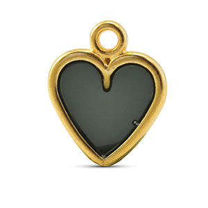 Metaal bedels DQ heart Black-Goud (nikkelvrij)