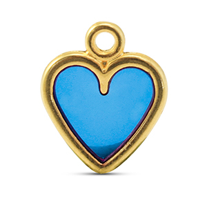 Metaal bedels DQ heart Blue-Goud (nikkelvrij)