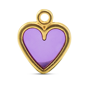 Metaal bedels DQ heart Purple-Goud (nikkelvrij)