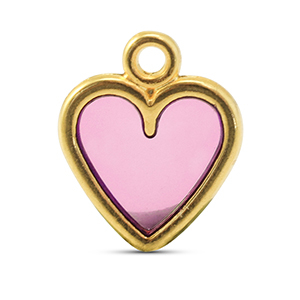 Metaal bedels DQ heart Pink-Goud (nikkelvrij)