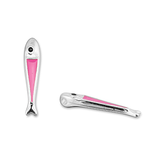 Metaal bedels DQ fish Magenta pink-Antiek zilver (nikkelvrij)