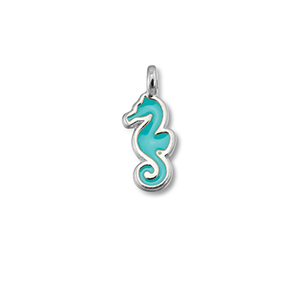 Metaal bedels DQ seahorse Turquoise blue-Antiek zilver (nikkelvrij)