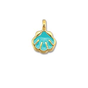 Metaal bedels DQ shell Turquoise blue-Goud (nikkelvrij)