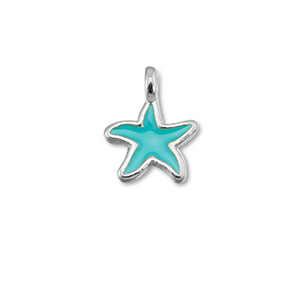 Metaal bedels DQ starfish Turquoise blue-Antiek zilver (nikkelvrij)