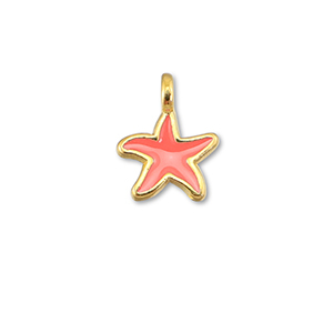 Metaal bedels DQ starfish Coral red-Goud (nikkelvrij)