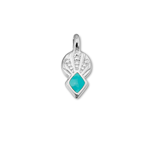 Metaal bedels DQ rhombus Turquoise blue-Antiek zilver (nikkelvrij)