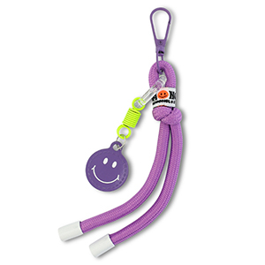 Sleutelhangers smiley with rope Purple-neon yellow-white