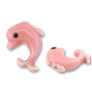Keramiek kraal dolphin Coral pink