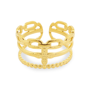 Ringen van Stainless steel Roestvrij staal (RVS) Flower Goud