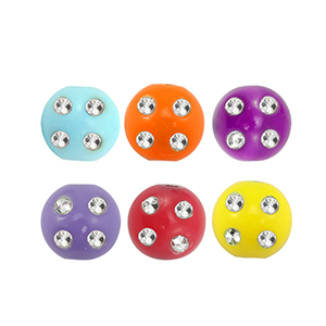 Kralen acryl met strass-look Multicolour-silver