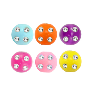 Kralen acryl met strass-look Multicolour-silver