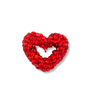 Kralen acryl met strass heart Red