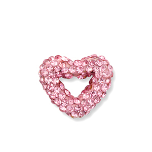 Kralen acryl met strass heart Light pink
