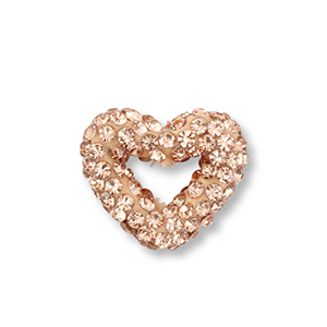 Kralen acryl met strass heart Peach