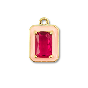 Brass TQ metaal bedels rectangle Gold-cream pink-berry wine red