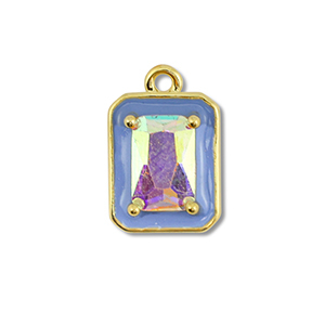 Brass TQ metaal bedels rectangle Gold-blue-AB coating