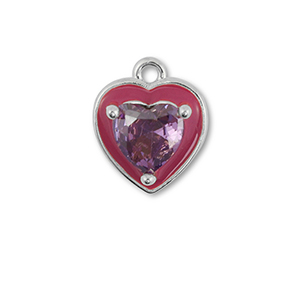 Brass TQ metaal bedels heart Silver-purple
