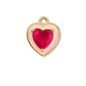 Brass TQ metaal bedels heart Gold-cream pink-berry wine red