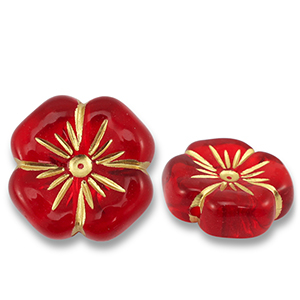 Kralen van acryl flower Red-gold