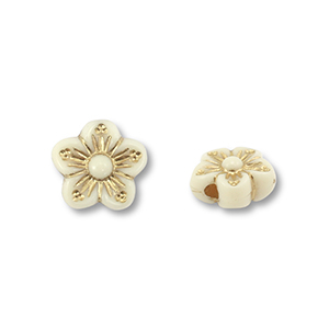 Kralen van acryl flower Off white-gold