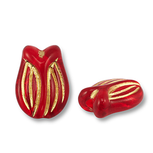 Kralen van acryl tulip Red-gold