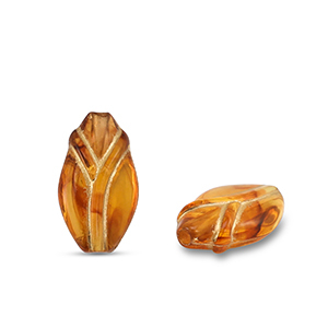 Kralen van acryl tulip Cognac brown-gold