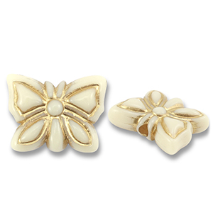 Kralen van acryl butterfly Off white-gold