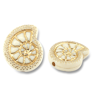 Kralen van acryl shell Off white-gold