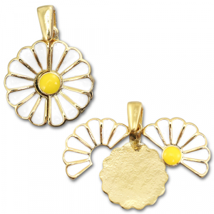 Eco-brass&reg; metaal bedels medaillon flower / flower Gold-white-yellow
