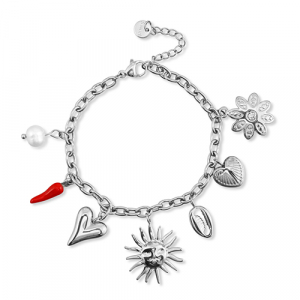 Armbanden van Stainless steel Roestvrij staal (RVS) met bedels summer Silver-red-white