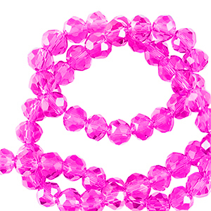 Facet kralen top quality disc 6x4mm Neon pink