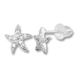TQ metaal brass oorbellen / oorstekers starfish Silver-transparent