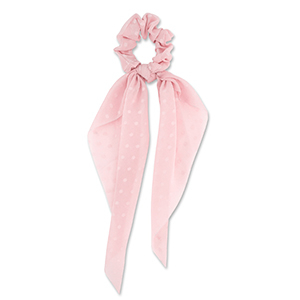 Haarelastiek scrunchie met lint dots Light peach pink