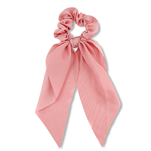 Haarelastiek scrunchie met lint Coral pink