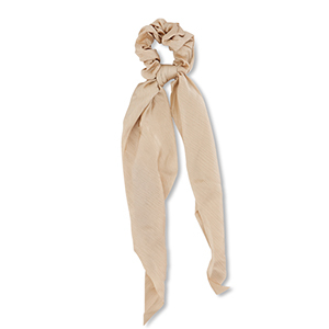 Haarelastiek scrunchie met lint Beige brown