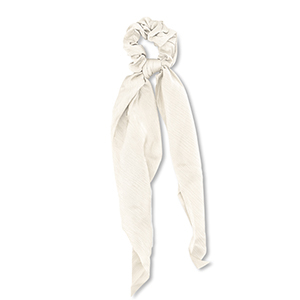 Haarelastiek scrunchie met lint Off white