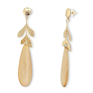 Musthave oorbellen drop Caramel beige marble-gold