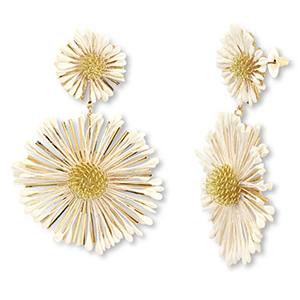 Musthave raffia oorbellen flower Off white-gold